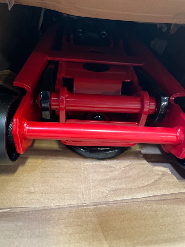 Photo 2 of BIG RED AT84007R Torin Hydraulic Low Profile Service/Floor Jack with Dual Piston Quick Lift Pump, 4 Ton Capacity, Red & T43002A Torin Steel Jack Stands: Double Locking, 3 Ton Capacity, Red, 1 Pair Jack + Jack Stands: Double Locking