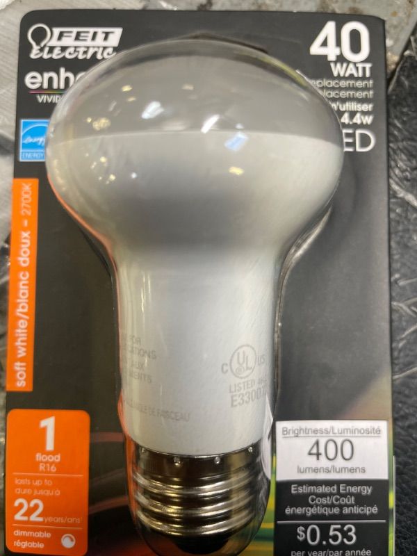 Photo 2 of 40-Watt Equivalent R16 Dimmable CEC Title 20 Compliant ENERGY STAR 90+ CRI E26 Flood LED Light Bulb, Soft White 2700K
