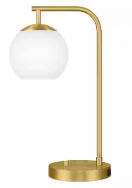 Photo 1 of 21.5 in. Frazier Table Lamp Brass Milk Glass Shade
