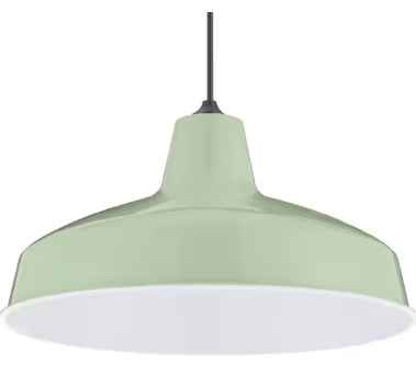 Photo 1 of 1-Light Light Green Warehouse Pendant with Metal Shade
