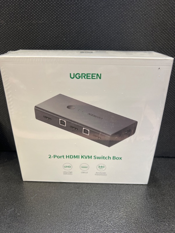 Photo 2 of UGREEN KVM Switch, HDMI and USB Switcher 2 in 1 Out Switches for 2 Computers Share Keyboard Mouse Printer and 1 Monitor, Support Full HD 4K@30Hz with One Button Switch, 2 USB Cable and 2 HDMI Cable