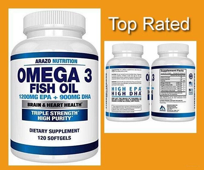 Photo 1 of   exp 09-27-2025     OMEGA 3 FISH OIL HIGH EPA DHA Triple Strength Burpless 120 CT Arazo Nutrition