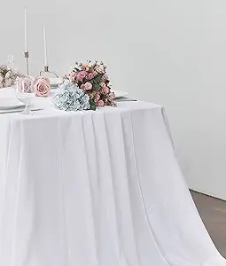 Photo 1 of 10ft Table Runner 29x120 Inches White Sheer Chiffon Table Runner for Romantic Wedding Decorations, Party, Bridal Baby Shower, Event Decorations