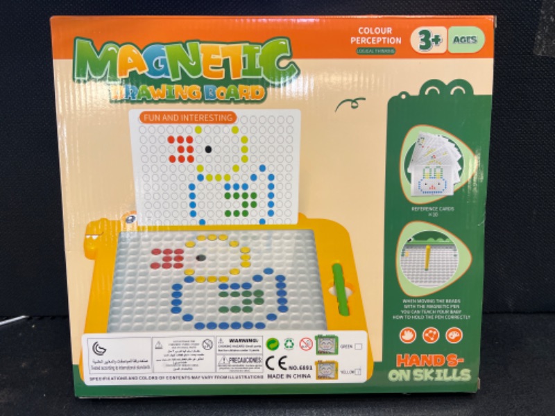Photo 1 of GHIGMOFUN Magnetic Drawing Board, Montessori Magnetic Dots Board for Kids 3 4 5 Year Old, Magnetic Dots Art, Travel Games, Magnetic Beads Toys, Gift for Toddler Boys Girls 3 4 5 6 7 Yellow