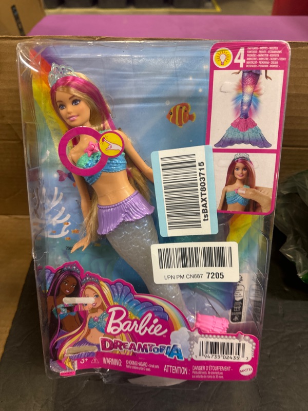 Photo 2 of Barbie Mermaid Doll with Water-Activated Twinkle Light-Up Tail, Dreamtopia Mermaid Toys, Pink-Streaked Hair????