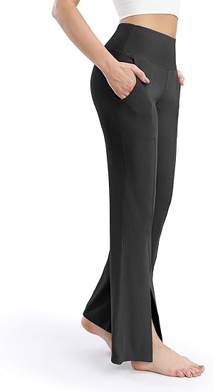 Photo 1 of    med      Uygafly Womens Ribbed Wide Leg Pants Lounge Pajama Loose Fit Comfy Palazzo Yoga Aesthetic Front Slit with Pockets