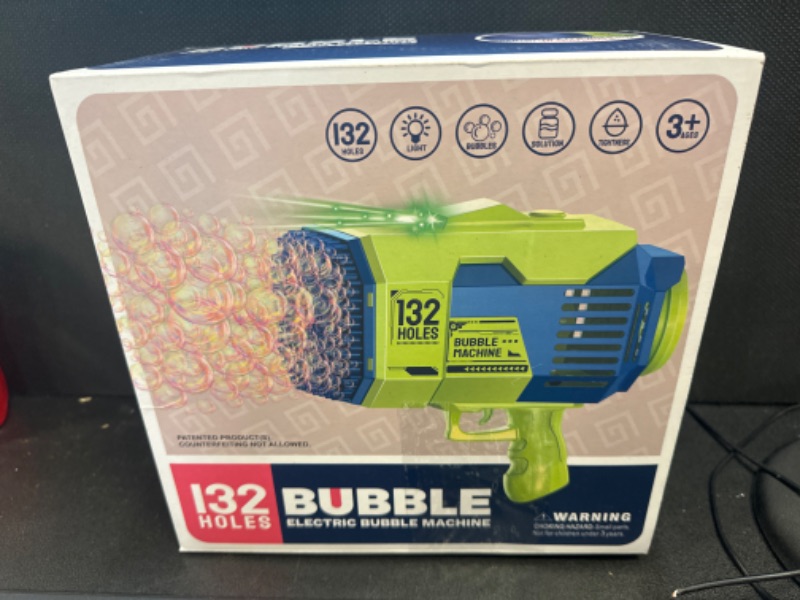 Photo 2 of 132 Holes Rocket Launcher Bubble Gun-LED Light up Bazooka Bubble Machine-Indoor and Outdoor Fun Toys-Suitable for Children's and Adult Wedding Parties, Bubble Toy Pink