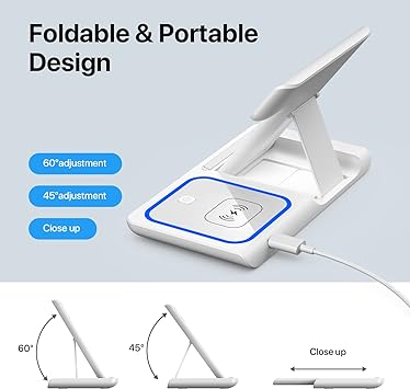 Photo 1 of Wireless Charging Station, 3 in 1 Wireless Charger Stand, Fast Wireless Charging for iPhone 15 14 13 12 11Pro Max XR XS 8 Plus, for Apple Watch 8 7 6 5 4 3 2 SE, for Airpods 3 2 Pro(White)