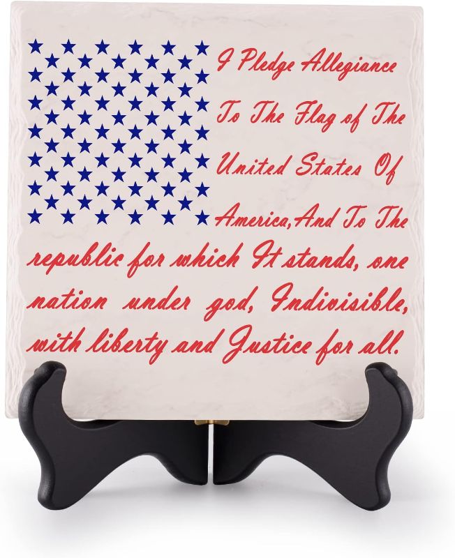 Photo 1 of 
to Our America Gifts Ceramic Sign Plaque Christmas Gifts Decor The Pledge of Allegiance Patriotic Saying Memorial Day Holiday Decorations Unique Tabletop...
