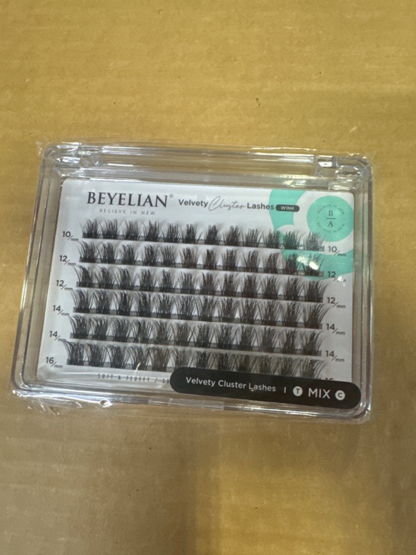 Photo 2 of BEYELIAN Lash Clusters, 72 Pcs 10-16mm Individual Cluster Lashes False Eyelashes Extension Natural Look Reusable Glue Bonded Clear Super Thin Band DIY Eyelash Extension (StyleC05 Mix Clear Band)