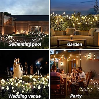Photo 1 of 4 Pack 32LED Solar Garden Lights -New Upgraded Solar Swaying Light, Sway by Wind, Solar Outdoor Lights, Yard Patio Pathway Decoration, Firefly Lights Solar Outdoor Waterproof, Warm White (4 pcs)
