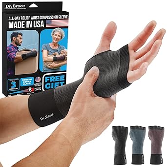 Photo 1 of                    DR. BRACE - MADE IN USA - Wrist Brace & Compression Arthritis Gloves. Support Sleeves for Carpal Tunnel,Tendonitis, Wrist Pain Relief,Computer Typing, Fits Both Hands (Single) (Moon, Medium)