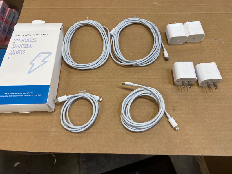 Photo 2 of i Phone Charger Fast Charging [MFi Certified], 4 Pack 20W PD USB C Wall Charger Block with 6FT Type-C to Lightning Cables Compatible with iPhone 14/13/ 12/11/ XS/XR/X/ 8 /iPad,White