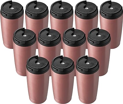 Photo 1 of MUCHENGHY 20oz Tumbler with Lid and Straw, Double Wall Stainless Steel Vacuum Insulated Tumblers, High Sealing Leak-proof Travel Coffee Mug for Hot and Cold Drinks(Rose Gold, 12 Pack)