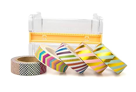 Photo 1 of Washi Tape Set with Dispenser, Zebra Stripes Washi Tape for Journaling, DIY Crafts, Planners, Scrapbooking, Planners Artistic Projects,15 mm Wide 10m Long 5 Rolls