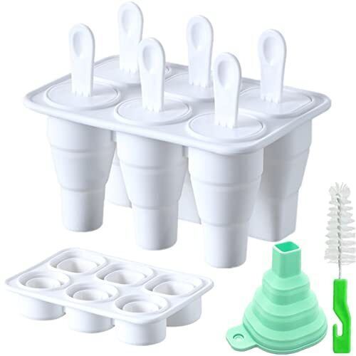 Photo 1 of 2 Pack Popsicle Molds ESOOEY Collapsible Baby Ice Pop Mold DIY Food Grade Popsicle Mould BPA Free Reusable Easy Release Ice Pop Maker with Reusable Colorful Sticks (White)