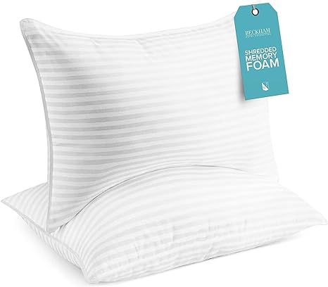 Photo 1 of 2 quen pillows Beckham Hotel Collection King Size Memory Foam Bed Pillows Set of 2 - Cooling Shredded Foam Pillow for Back, Stomach or Side Sleepers