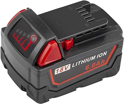 Photo 1 of 18V 6.0 Ah Extended Capacity Battery Replacement for Milwaukee, Compatible with M-,-18 48-11-1811, 48-11-1815, 48-11-1820, 48-11-1822, 48-11-1828, 48-11-1840, 48-11-1841, 48-11-1850, Power Tool