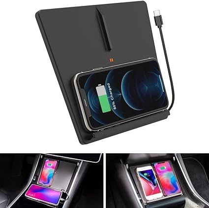 Photo 1 of TAPTES Wireless Charger for Tesla Model 3 2017 2018 2019 2020 Accessories,Wireless Phone Charging Pad Car Interior Center Console Accessories for Any Enable Phone(Pre-June 2020)