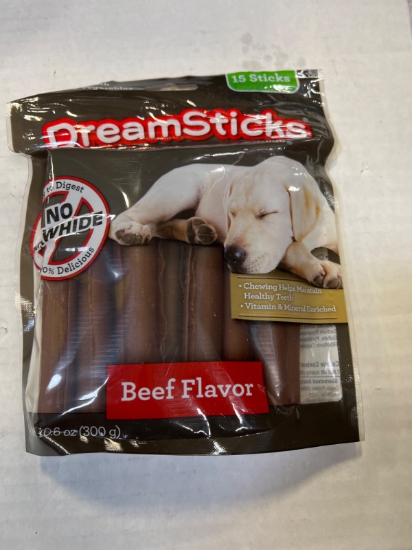 Photo 2 of    
EXP 05-03-2025              DreamBone DreamSticks, Rawhide Free Dog Chew Sticks Made with Real Beef and Vegetables, 15 Sticks Beef 15 Count (Pack of 1)