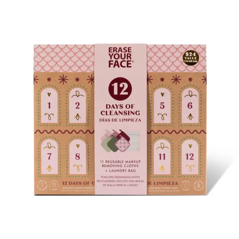 Photo 1 of Erase Your Face 12 Days of Cleansing Reusable Makeup Removing Cloths Advent Calendar
