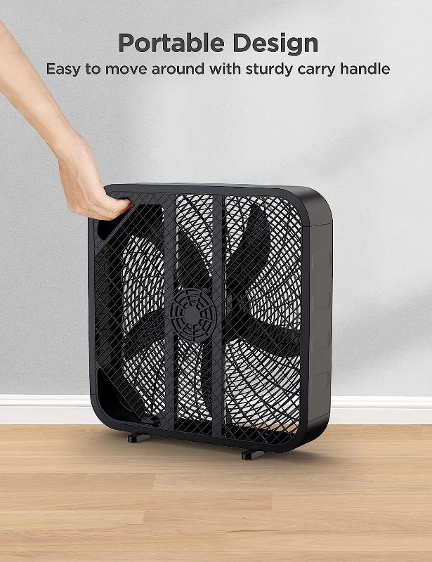 Photo 1 of  Box Fan For Full-Force Circulation With Air Conditioner, Upgrade Floor Fan, Black, medium
