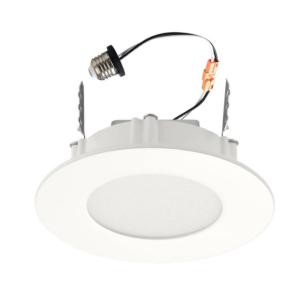 Photo 1 of Commercial Electric 4 in. Selectable CCT Integrated LED Retrofit Ultra-Slim White Recessed Light Trim
