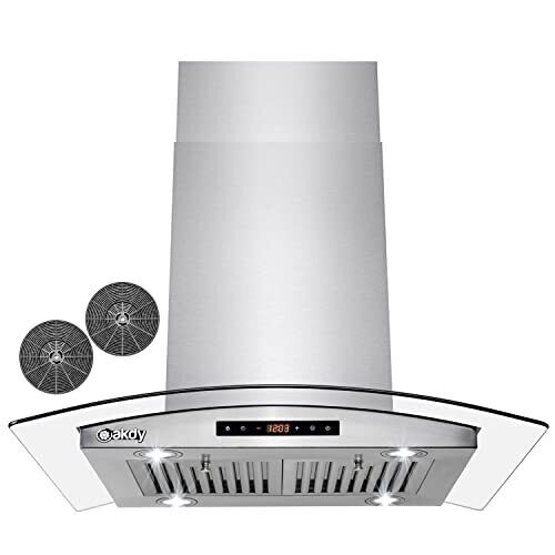 Photo 1 of AKDY 30 in. Convertible Island Mount Range Hood with Tempered Glass and Touch...
