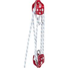 Photo 1 of 150 ft. L Twin Sheave Block and Tackle 7700 lbs. Capacity Stainless Outdoor Sheave Block with Braid Rope, Red
