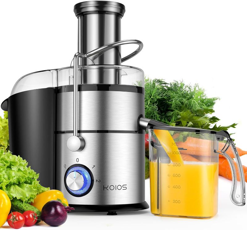 Photo 1 of 1300W KOIOS Centrifugal Juicer Machines, Juice Extractor with Extra Large 3inch Feed Chute, Full Copper Motor, Titanium-Plated Filter, High Juice Yield, 3 Speeds Mode,Easy to Clean with Brush,BPA-Free
