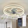 Photo 1 of 20 in. LED Indoor White Ceiling Fan with Dimmable Lighting Low Profile Flush Mount Ceiling Fan with Remote
