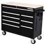 Photo 1 of 42 in. W x 18.1 in. D 8-Drawer Black Mobile Workbench Cabinet with Solid Wood Top
missing keys , dirty and dented***
