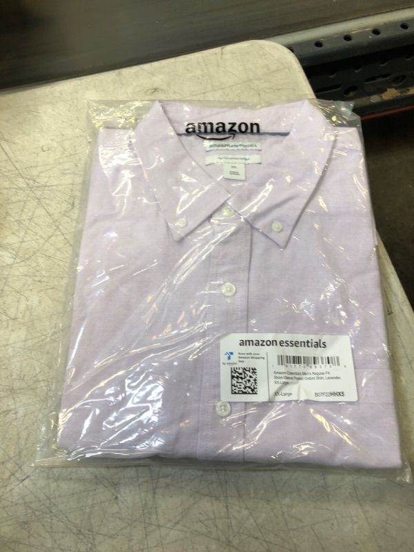 Photo 2 of Amazon Essentials Men's Regular-Fit Short-Sleeve Pocket Oxford Shirt XX-Large Lavender