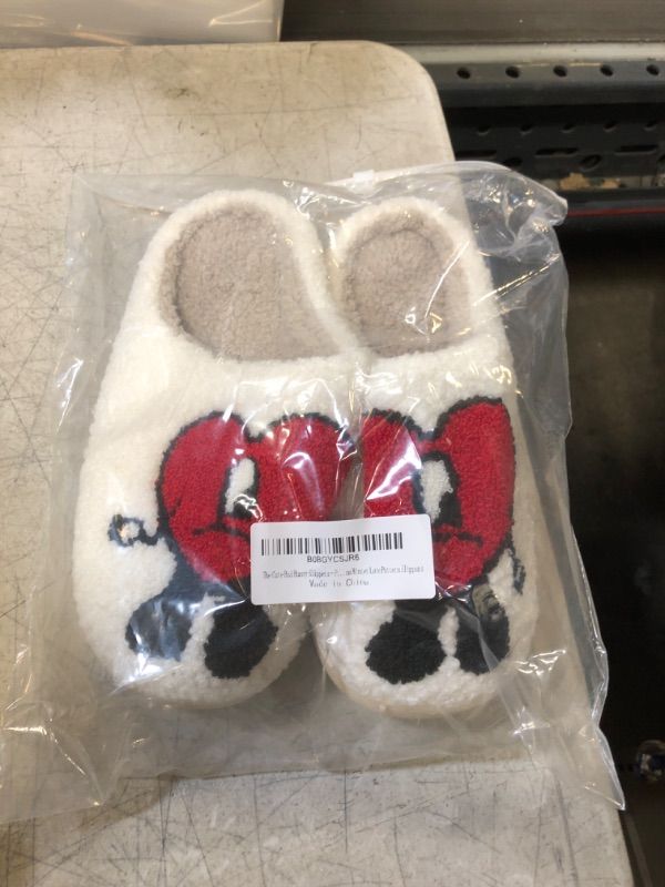 Photo 1 of Cute Slipper for Women - Bad Bunny Slippers - Fun slippers Heart Bunny Slides Soft Plush Christmas Cotton Slippers Keep Warm Couples Slides 6-7