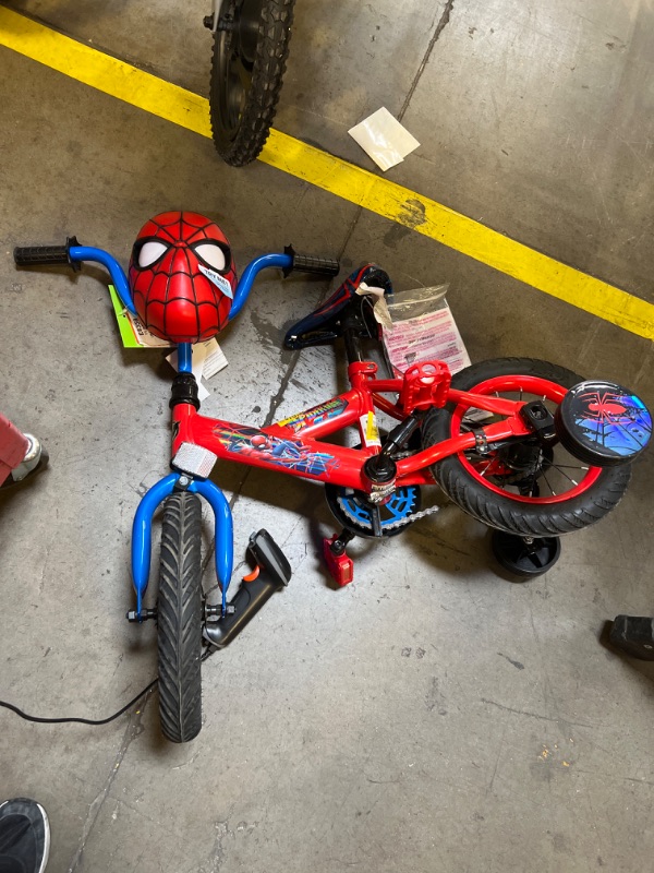 Photo 2 of 12" Marvel Spider-Man Bike with Training Wheels, for Boys', Red by Huffy
