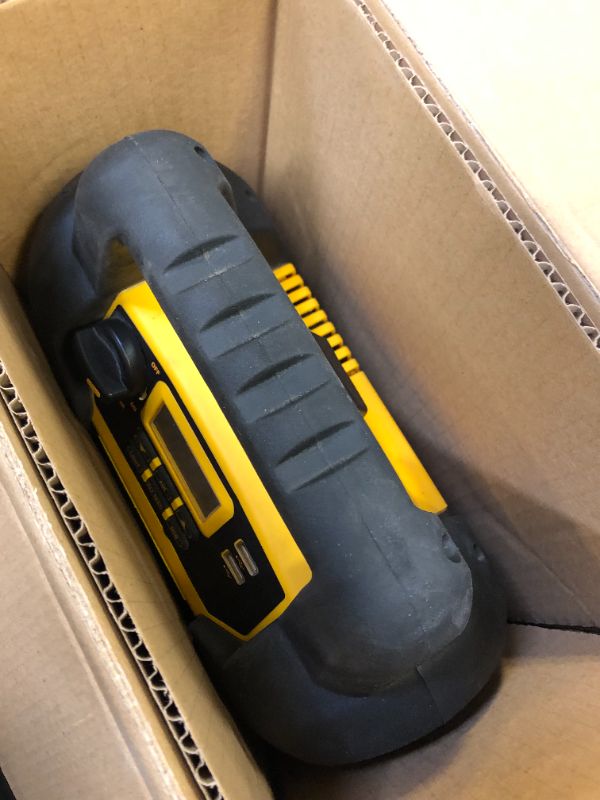 Photo 2 of DEWALT DXAEJ14-Type2 Digital Portable Power Station Jump Starter - 1600 Peak Amps with 120 PSI Compressor, AC Charging Cube, 15W USB-A and 25W USB-C Power for Electronic Devices 1600 Amps