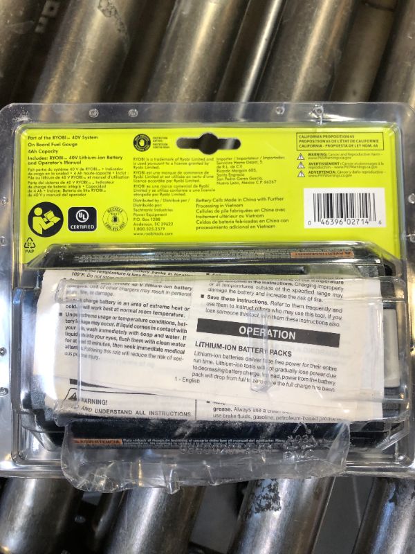 Photo 1 of Ryobi 40V 4.0 Ah Lithium-Ion Battery OP4040