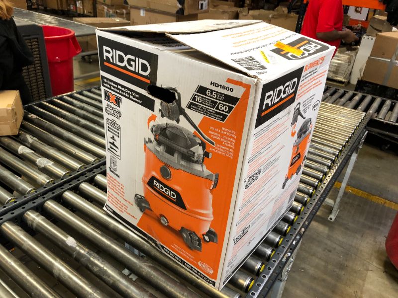 Photo 4 of RIDGID 16 Gallon 6.5 Peak HP NXT Wet/Dry Shop Vacuum with Detachable Blower, Filter, Locking Hose and Accessories, Oranges/Peaches
