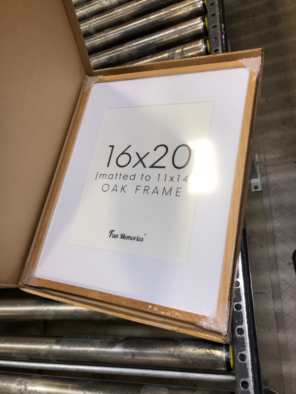 Photo 2 of 16x20 Picture Frame, 16 x 20 Frame Solid Oak Wood, Display Picture 11x14 with Mat or 16x20 Without Mat, 16"x20" Poster Frame Kiads Art Frame, Natural Oak Color, 1 Pack Beige Oak 16x20 - 1P