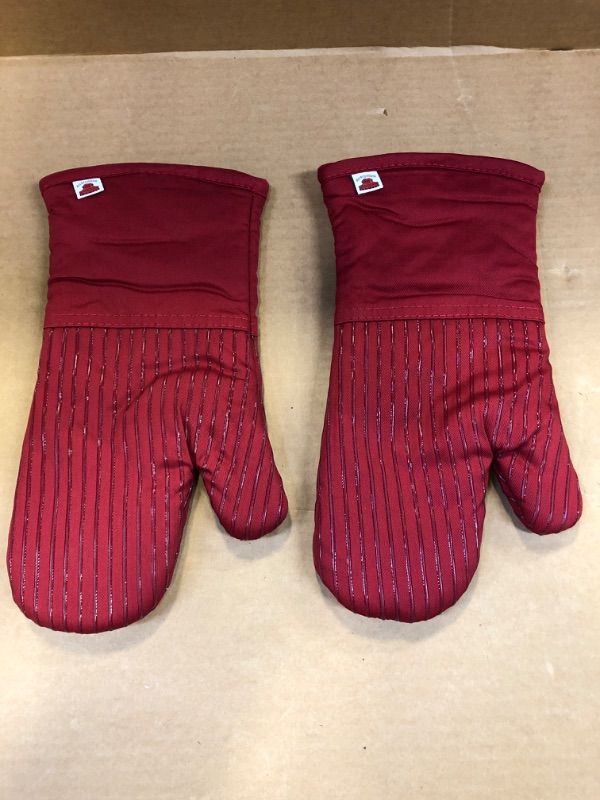 Photo 3 of Big Red House Heat-Resistant Oven Mitts - Set of 2 Silicone Kitchen Oven Mitt Gloves, Red