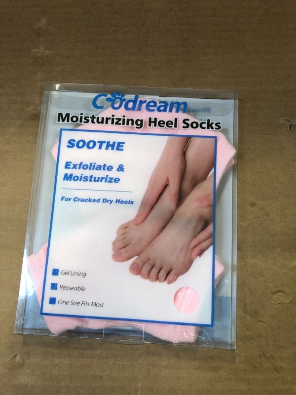 Photo 2 of Codream Moisturizing Heel Gel Socks: Heal Dry Cracked Heel Treatment Overnight Pedicure Foot Spa Sock | 2 Pairs Soft Silicone Moisturizer Sleeve to Repair Callus Rough Heel A5-2 Pairs Pink