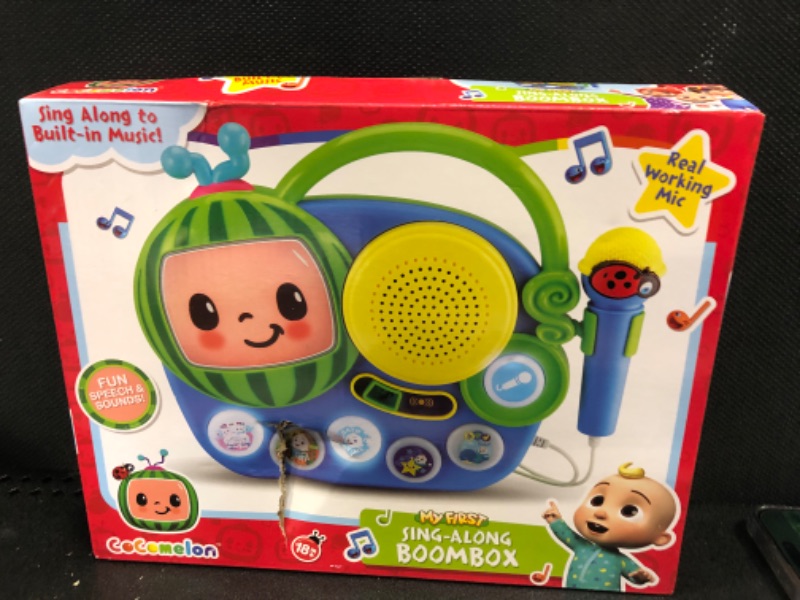 Photo 2 of eKids Auxiliary Cocomelon Toy Singalong Boombox with Microphone for Toddlers, Built-in Music and Flashing Lights, Fans of Cocomelon Gifts