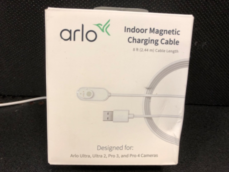 Photo 2 of Arlo Indoor Magnetic Charging Cable - Arlo Certified Accessory - 8 ft, Works with Arlo Pro 5S 2K, Pro 4, Pro 3, Pro 4 XL, Ultra 2, Ultra, Ultra 2 XL, Go 2 and Floodlight Cameras, White - VMA5000C