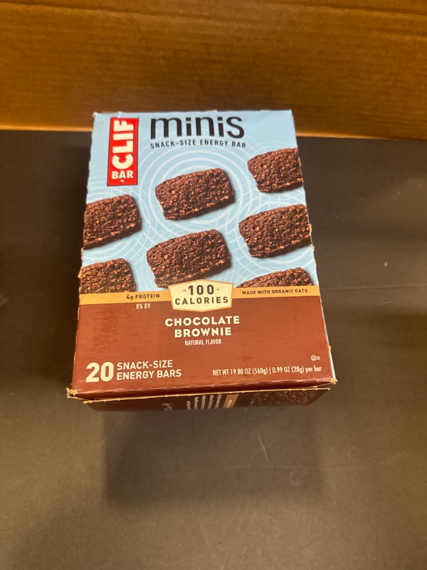 Photo 2 of    EXP   06 22-2024      CLIF BAR Minis - Chocolate Brownie Flavor - Made with Organic Oats - Non-GMO - Plant Based - Snack-Size Energy Bars - 0.99 oz. (20 Pack)