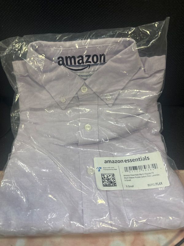 Photo 2 of Amazon Essentials Men's Regular-Fit Short-Sleeve Pocket Oxford Shirt X-Small Lavender