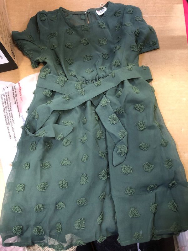 Photo 1 of  Solid Swiss Dot Belted Dresses Sets Boy 3-4T Grassgreen