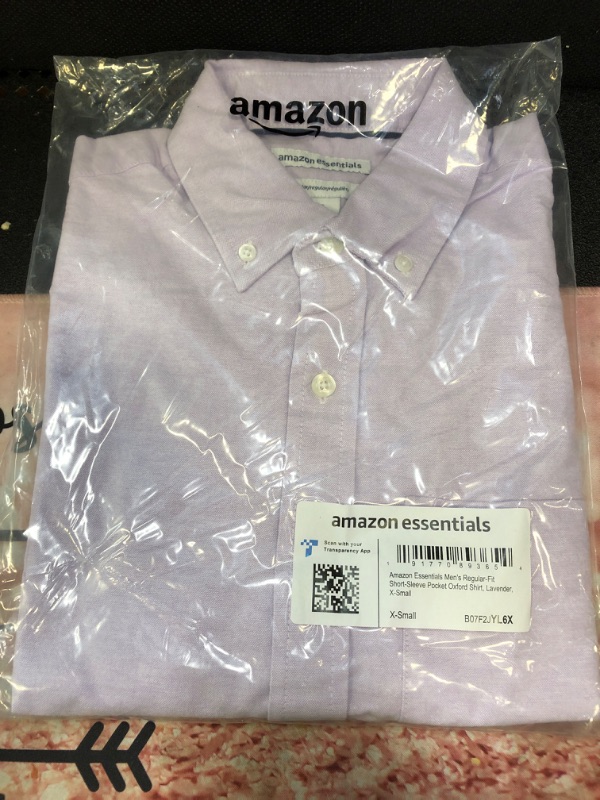 Photo 2 of Amazon Essentials Men's Regular-Fit Short-Sleeve Pocket Oxford Shirt X-Small Lavender