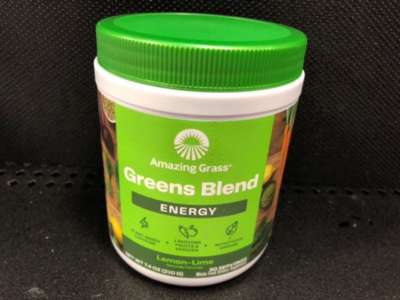 Photo 2 of    exp 03-2025 n   Amazing Grass Green Superfood Energy: Smoothie Mix, Super Greens Powder & Plant Based Caffeine with Green Tea and Flax Seed, Nootropics Support, Lemon Lime, 30 Servings