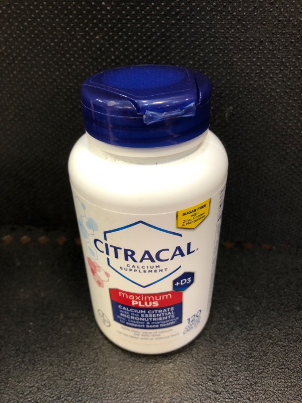 Photo 2 of    exp 04-2025   Citracal Maximum Plus, Highly Soluble, Easily Digested, 650 mg Calcium Citrate With 1000 IU Vitamin D3, Bone Health Supplement for Adults, Caplets, 120 Count
