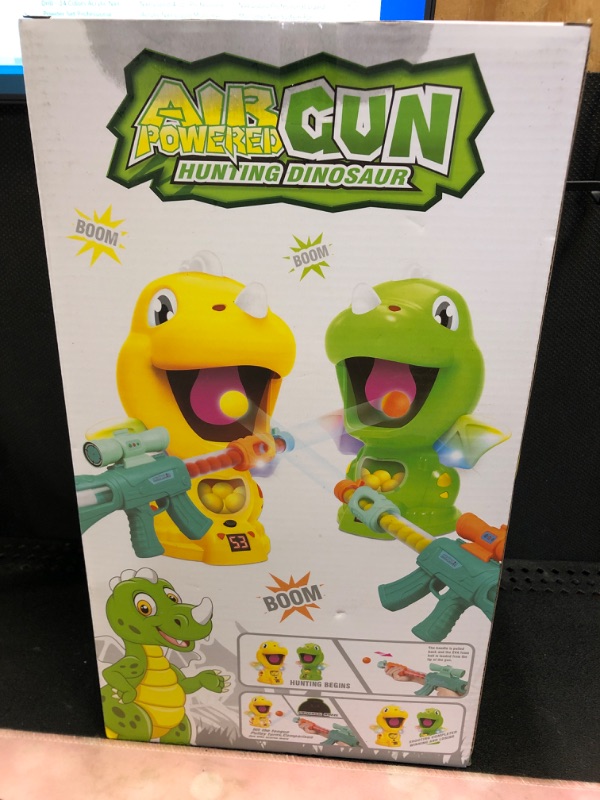 Photo 2 of Dinosaur Toys Shooting Target Toy Gun for Kids-Air Pump Shooting Game with 36 Foam Balls,Electronic Target Practice Party Toys with Score Record,Sound and LED,Gifts for 5 6 7 8 9 Years Old Boys Girls